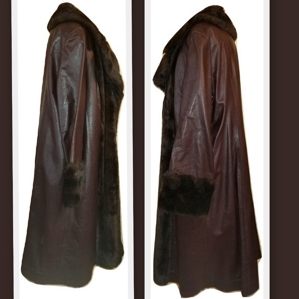 1960s Lilli Ann London Leather and Faux Fur Coat - Picture 2 of 8